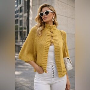 Mustard Sweater with Button Detail